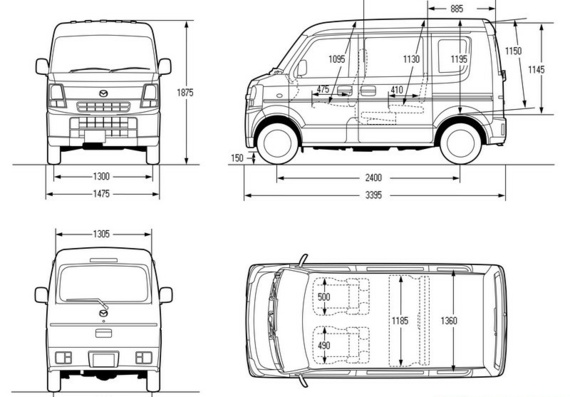 Mazda Scrum Van (2005) (Мазда Скрум Ван (2005)) - чертежи (рисунки) автомобиля